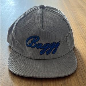 Baggy Golf Corduroy Cap - Gray with Blue Script